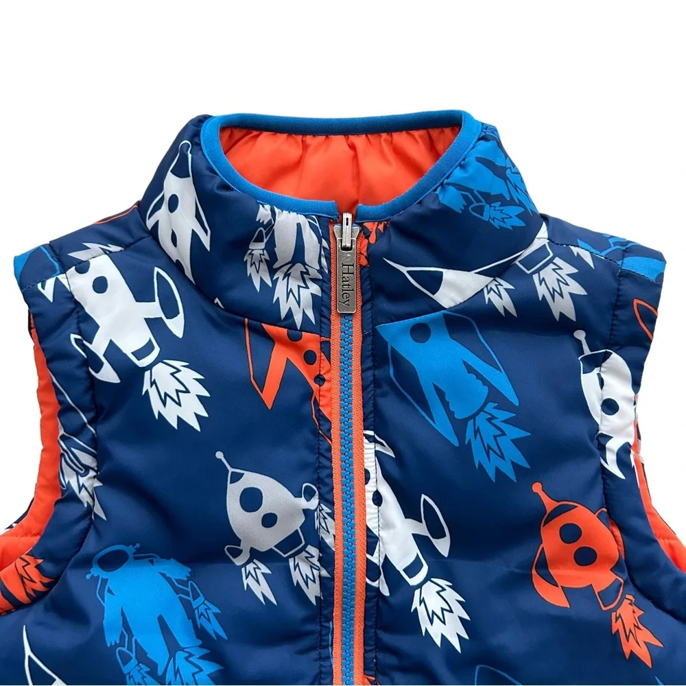Hatley Puffer Vest Reversible Sleeveless Retro Rocket Ships (5)
